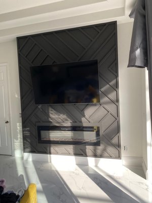 Accent wall with Fireplace design - Accent wall with wood
