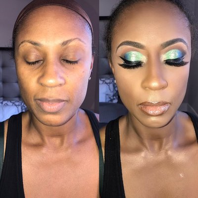 Arabian Nights Themed Birthday Makeup - This was a location booked service for an Arabian Nights themed Birthday party. Our client was the birthday girl whom is shown in the photos. You will see her before and after looks from various angles and view points.