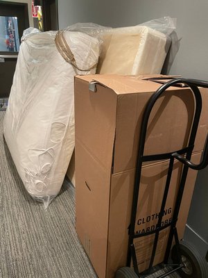[$384 cash] - 2 movers - 3 hours. - 2 miles between two locations made the moving process so fast. The team of two arrive to pack heavy items, load them and deliver to a new place fast and easy. 

We always pack heavy furniture with blankets to protect the surface. Use floor protection if you need, and provide several wardrobe boxes for free to make your moving experience successful with us :)