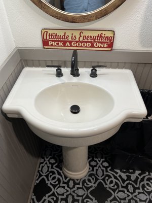 Sink Replacement - This business must have a bathroom sink that is wheelchair accessible. The previous pedestal sink was not up to code. Replacing this sink helps keep this business up to code and running. Sink Replacement - This business must have a bathroom sink that is wheelchair accessible. The previous pedestal sink was not up to code. Replacing this sink helps keep this business up to code and running.
