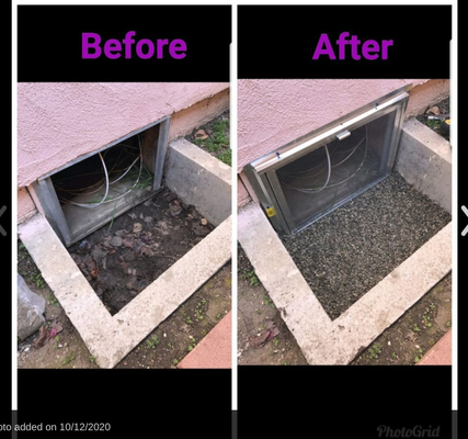 Before and After: Rodent Proofing - Before and after photo of exclusion service for rodent proofing.