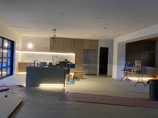 Strips lightings Kitchen area - Installation was done in a brand new kitchen Strips lightings Kitchen area - Installation was done in a brand new kitchen
