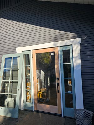 Exterior Wood Slab Door Installation - If a full Prehung door replacement is not the only option, we offer interior and exterior slab replacement.
We first inspected that the existing frame is in good shape and properly square. Exterior Wood Slab Door Installation - If a full Prehung door replacement is not the only option, we offer interior and exterior slab replacement.
We first inspected that the existing frame is in good shape and properly square.