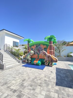 3D Dino Bounce House 13x13 - 3D Dino Bounce House is a great jumper for kids to have fun. It includes obstacles and basketball hoop inside the jumper. Also includes a crash pad in front of the exit. 3D Dino Bounce House 13x13 - 3D Dino Bounce House is a great jumper for kids to have fun. It includes obstacles and basketball hoop inside the jumper. Also includes a crash pad in front of the exit.
