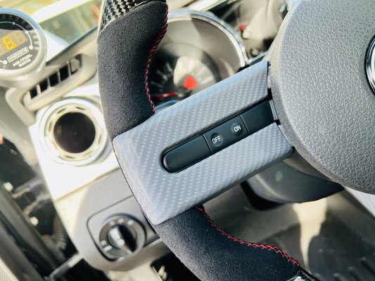 Steering Wheel Project - Customizing a clients’ steering wheel in gray carbon fiber Steering Wheel Project - Customizing a clients’ steering wheel in gray carbon fiber
