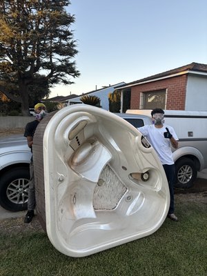 Double hot tub removal in Burbank - Removed two large hot tubs for a customer — each one heavy, awkward, and tough to move. Our team handled all the draining, lifting, and hauling safely without any damage to the property. We made sure the area was left clean and ready to use again. Same-day service, fair pricing, and a stress-free experience for the customer. Double hot tub removal in Burbank - Removed two large hot tubs for a customer — each one heavy, awkward, and tough to move. Our team handled all the draining, lifting, and hauling safely without any damage to the property. We made sure the area was left clean and ready to use again. Same-day service, fair pricing, and a stress-free experience for the customer.