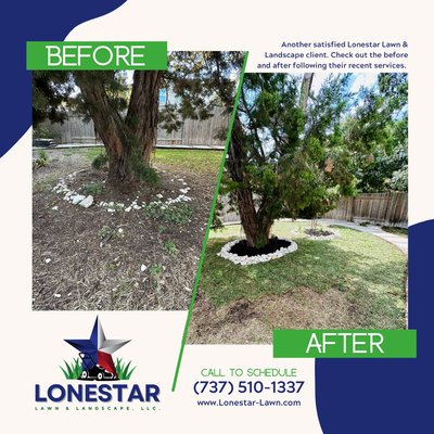 Front & Back Yard Makeover - Beautiful weather and a great crew allowed us to spruce up our clients front and back yard with some new sod, new mulch, new plants and some new rock borders.