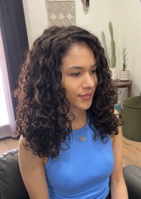 Curly Cut & Style - Curly Cut & Style - Guided her in choosing the right shape. Then walked her through how to style & care for her curls with the hair products that I recommend. Curly Cut & Style - Curly Cut & Style - Guided her in choosing the right shape. Then walked her through how to style & care for her curls with the hair products that I recommend.
