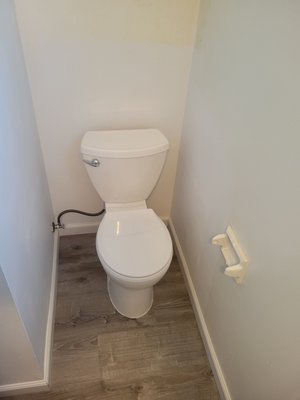 Bathroom Repair. - This was a project where the toilet had been leaking and caused water damage to the walls and flooring. Repairs were made with new toilet, seal, wall repair and laminate flooring. Bathroom Repair. - This was a project where the toilet had been leaking and caused water damage to the walls and flooring. Repairs were made with new toilet, seal, wall repair and laminate flooring.