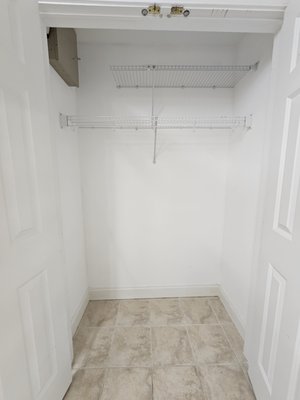 Closet Shelving - No job is too small.. And here is the example: the retired female asked for budget friendly shelving in the main bedroom and another room closets. Done! She was happy to pay less and still having enough shelves for her stuff. Closet Shelving - No job is too small.. And here is the example: the retired female asked for budget friendly shelving in the main bedroom and another room closets. Done! She was happy to pay less and still having enough shelves for her stuff.