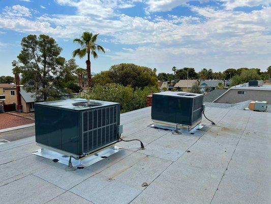 Rooftop AC replacement - On this project we replaced two rooftop AC units and were able to get our customer’s house cooling during a heat wave in Las Vegas 112 degrees. We specialize in repairing and installing new units for residential homes. You can depend on Blue Collar HVAC to get the job done right. Rooftop AC replacement - On this project we replaced two rooftop AC units and were able to get our customer’s house cooling during a heat wave in Las Vegas 112 degrees. We specialize in repairing and installing new units for residential homes. You can depend on Blue Collar HVAC to get the job done right.