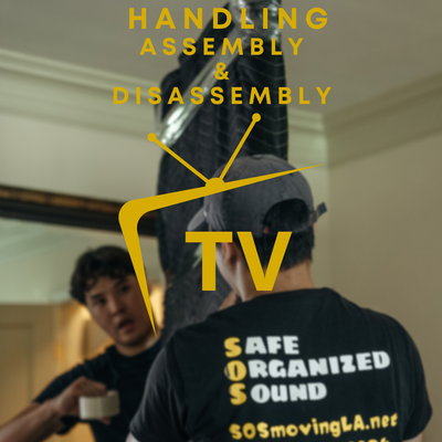 Tv Handling Assembly and Disassembly - Our movers are trained to disassemble and reassemble all types of TVs. One of the most time-consuming and frustrating tasks is disassembling your wall-mounted or flat-screen TV. Shipping a flat-screen TV isn't always the easiest process. Flat-panel TVs are surprisingly delicate and require extra care if you want to avoid accidental damage. If you're not sure about moving your flat-screen TV yourself, we recommend hiring a professional mover. SOS Moving does all the work cautiously, and all you need to do is sit back, relax and let our experts move your flat screen TV safely to your new home. Tv Handling Assembly and Disassembly - Our movers are trained to disassemble and reassemble all types of TVs. One of the most time-consuming and frustrating tasks is disassembling your wall-mounted or flat-screen TV. Shipping a flat-screen TV isn't always the easiest process. Flat-panel TVs are surprisingly delicate and require extra care if you want to avoid accidental damage. If you're not sure about moving your flat-screen TV yourself, we recommend hiring a professional mover. SOS Moving does all the work cautiously, and all you need to do is sit back, relax and let our experts move your flat screen TV safely to your new home.