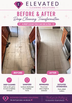 Kitchen deep cleaning before and after - Kitchen Deep Cleaning Transformation
This project involved a comprehensive deep cleaning of the entire kitchen, including countertops, appliances, cabinet exteriors, sinks, fixtures, flooring, and detailed surface cleaning throughout the space. Built-up grease, dust, fingerprints, and everyday grime were carefully removed to restore a fresh, polished appearance. The result was a cleaner, brighter, and more inviting kitchen that felt refreshed from top to bottom. At Elevated Cleaning Solutions, we focus on the details that make a home feel truly cared for. Kitchen deep cleaning before and after - Kitchen Deep Cleaning Transformation
This project involved a comprehensive deep cleaning of the entire kitchen, including countertops, appliances, cabinet exteriors, sinks, fixtures, flooring, and detailed surface cleaning throughout the space. Built-up grease, dust, fingerprints, and everyday grime were carefully removed to restore a fresh, polished appearance. The result was a cleaner, brighter, and more inviting kitchen that felt refreshed from top to bottom. At Elevated Cleaning Solutions, we focus on the details that make a home feel truly cared for.