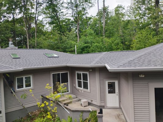 Roof Build - Here is a build that had a tree come through it. The client trusted us to do all the framing, put a new roof on, as well as new soffit, fascia, gutter and gutter guards! But check out this awesome GAF UHDZ Pewter Roof! Roof Build - Here is a build that had a tree come through it. The client trusted us to do all the framing, put a new roof on, as well as new soffit, fascia, gutter and gutter guards! But check out this awesome GAF UHDZ Pewter Roof!