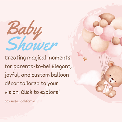 Baby Showers - ✨ Welcome to our Baby Shower Decor Collection! 🎈
From soft pastels to vibrant themes, our custom balloon designs add a magical touch to every baby shower. Whether you’re looking for something elegant or playful, our unique setups are perfect for celebrating the arrival of your little one. Explore our creative decor ideas and let us bring your dream event to life! 🍼🌸
Let me know if you need any changes! Baby Showers - ✨ Welcome to our Baby Shower Decor Collection! 🎈
From soft pastels to vibrant themes, our custom balloon designs add a magical touch to every baby shower. Whether you’re looking for something elegant or playful, our unique setups are perfect for celebrating the arrival of your little one. Explore our creative decor ideas and let us bring your dream event to life! 🍼🌸
Let me know if you need any changes!