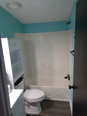 Tub to Shower Replacement - This replacement was done in a manufactured home within a finished bathroom. The existing tub was removed and in its place, a walk-in shower was installed. The installation was done in a way that didn't require sheetrock repair. The shower valve, tub, and drain were all replaced.