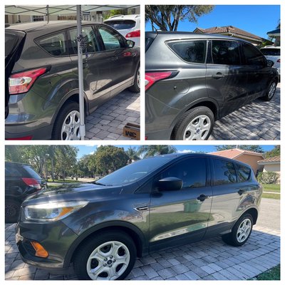 Before and after Ford Escape - Before and after 15% film installation. Vehicle not only looks great, it is now protected against UV rays and IR radiation just in time for warmer temperatures.