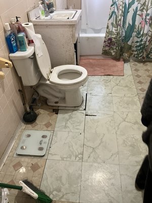 Bathroom upgrade - This bathroom was slanted to the left so we had to raise the floor 3/4” and then install plywood and durock to support the ceramic tile. In and out in two days. Happy customer who I am grateful to have helped and give her an early Christmas gift to herself Bathroom upgrade - This bathroom was slanted to the left so we had to raise the floor 3/4” and then install plywood and durock to support the ceramic tile. In and out in two days. Happy customer who I am grateful to have helped and give her an early Christmas gift to herself