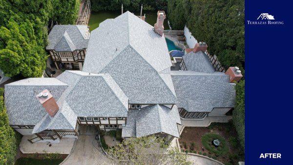 Beverly Hills - Sunset - Roof Replacement (Owens Corning Duration Cool, Sierra Gray) - Presidential Shingles. Beverly Hills - Sunset - Roof Replacement (Owens Corning Duration Cool, Sierra Gray) - Presidential Shingles.