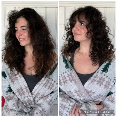 Book your CURL DISCOVERY SESSION - When you book your New Curl Discovery Session, you are getting my 4 step path to your best curls.
1) Consultation to learn all about your curly history and challenges
2) A custom hair treatment for your curls needs.
3) shaping and carving to enhance your best features and tame your curls into a shape that gives you the results you've always wanted.
3) A true lesson using my proven methods on what to use, how to apply it and how to use it with a diffuser dry styling you can practice to perfection between appointments.
My curly cuts last an average of 4-6 months on all but shorter hair lengths. Book your CURL DISCOVERY SESSION - When you book your New Curl Discovery Session, you are getting my 4 step path to your best curls.
1) Consultation to learn all about your curly history and challenges
2) A custom hair treatment for your curls needs.
3) shaping and carving to enhance your best features and tame your curls into a shape that gives you the results you've always wanted.
3) A true lesson using my proven methods on what to use, how to apply it and how to use it with a diffuser dry styling you can practice to perfection between appointments.
My curly cuts last an average of 4-6 months on all but shorter hair lengths.