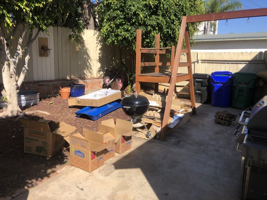 Backyard Clean Up - This clean up was done for a couple who recently purchased a home in Point Loma, the job consist of a few miscellaneous items and some cardboard.