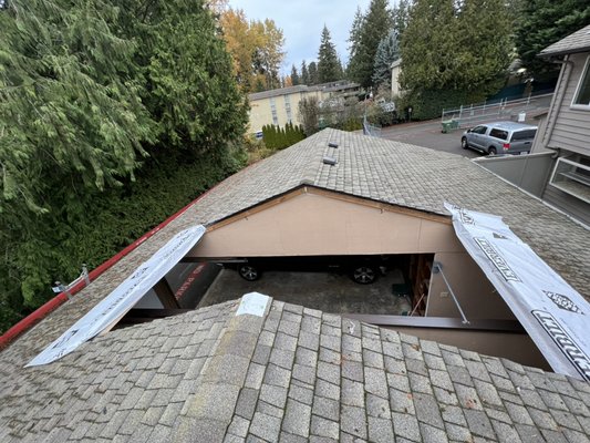 Carport roofing demolition - Demolition of carport roofing due to previous owner installing roof framing bad which caused roof to cave in below and unsafe. New owner wanted to open and reframe partial of roofing so he may re-do framing later on Carport roofing demolition - Demolition of carport roofing due to previous owner installing roof framing bad which caused roof to cave in below and unsafe. New owner wanted to open and reframe partial of roofing so he may re-do framing later on