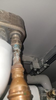 Repair of a circulation hot water line in a commercial building  - Repaired leaky circulation, copper line  Repair of a circulation hot water line in a commercial building  - Repaired leaky circulation, copper line 