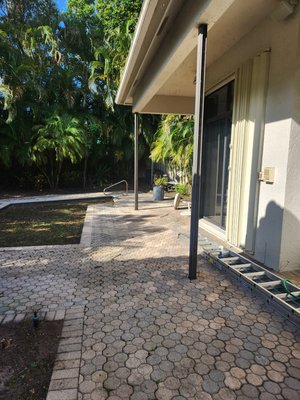 lawn maintenance of trees weeds and debri. - property wasn't maintained for a year. our services were hired to spray weeds and pull weeds. Pick up all branches. Trimmed all shrubs and palms.