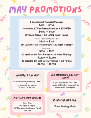 May Promotions - Call us for more details on our monthly promotions! May Promotions - Call us for more details on our monthly promotions!