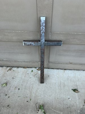Metal Cross - 3ft tall rustic looking cross. Made with 2x2x14g metal tubing Metal Cross - 3ft tall rustic looking cross. Made with 2x2x14g metal tubing