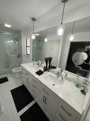 Bathroom Sewage Back Up & Reconstruction - North Austin - 2024 - This Bathroom had a sewage back up that contaminate the whole upstairs bathroom. We responded within and hour and were able to suck up the water and remove the effected materials. Dry the remaining framing and sanitize the area. The best part is we were able to give Tony her dream bathroom during reconstruction! From Disaster to Dream!
All of cost to mitigate the sewage damage and reconstruct the home were covered by insurance. Bathroom Sewage Back Up & Reconstruction - North Austin - 2024 - This Bathroom had a sewage back up that contaminate the whole upstairs bathroom. We responded within and hour and were able to suck up the water and remove the effected materials. Dry the remaining framing and sanitize the area. The best part is we were able to give Tony her dream bathroom during reconstruction! From Disaster to Dream!
All of cost to mitigate the sewage damage and reconstruct the home were covered by insurance.