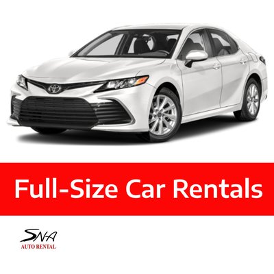 Full-Size Car Rental in Orange County - Looking for a full-Size rental car? look no further! SNA Auto Rental has the lowest rates in Orange County for full-Size car rentals, fast reservations, and great service is our business! A full-size car offers a comfortable ride.
With SNA Auto Rental you will find the right full-size vehicle for the right price. Be sure to book early to take advantage of our great rates. We’re committed to making your travel easier, safer and more enjoyable. So reserve your car rental online today with snaautorental.com and enjoy our brand new cars and great rates! Full-Size Car Rental in Orange County - Looking for a full-Size rental car? look no further! SNA Auto Rental has the lowest rates in Orange County for full-Size car rentals, fast reservations, and great service is our business! A full-size car offers a comfortable ride.
With SNA Auto Rental you will find the right full-size vehicle for the right price. Be sure to book early to take advantage of our great rates. We’re committed to making your travel easier, safer and more enjoyable. So reserve your car rental online today with snaautorental.com and enjoy our brand new cars and great rates!