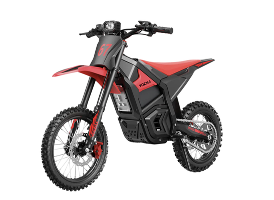 Yozma IN 10 - On Sale - The Yozma IN10 packs true motocross performance into a rugged electric dirt bike. Its 2600W peak mid-drive motor conquers slopes up to 30° and hits 40 mph in a twist of the throttle—ready to own the dirt? A removable, certified 48V/23Ah battery with advanced BMS safety delivers up to 53 miles of range, while premium full suspension—including a rear nitrogen shock and 220mm-travel hydraulic fork—tames rough trails with stable, smooth damping. Hydraulic disc brakes paired with EABS provide reliable stopping power, even on dust or mud. Built to crush hills and endure long adventures, the IN10 is assembled and supported locally by Best Bike Corp.