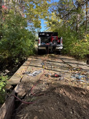 Bridge Repair - Bridge structure is obviously crucial to the integrity of it. On this job I provided a simple answer to a complicated problem. Almost a year has passed and the bridge is, in fact, still upright. Bridge Repair - Bridge structure is obviously crucial to the integrity of it. On this job I provided a simple answer to a complicated problem. Almost a year has passed and the bridge is, in fact, still upright.