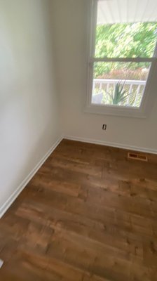 Water damaged floors and walls - This water damaged remodel went smoothly me and my 4 man team came in and got it done fast on the 4th day we cleaned up and was out of there Susan was more than pleased her hisband  allied us right back to do the outside deck and door frames around the garage and back door great customers