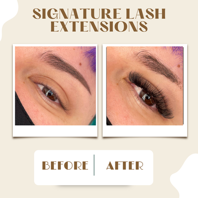 Eyelash & Brow (Extensions, Organic Tint, Brow Tint) - Organic Brow tinting Henna is long lasting brow dye that stays on the skin underneath the brows for a few days (up to 2 weeks) and stays on the hair for 4-6 weeks!
Using a selection of shades, our Brow Specialists darken existing brow hairs to give extra dimension.
Brow Specialist will also shape to create your best brow!
Brow Lamination is a semi-permanent treatment that realigns the direction of brow hair and creates an instant look of added volume, fullness and fluffiness! Lasting 1-3 weeks. Eyelash & Brow (Extensions, Organic Tint, Brow Tint) - Organic Brow tinting Henna is long lasting brow dye that stays on the skin underneath the brows for a few days (up to 2 weeks) and stays on the hair for 4-6 weeks!
Using a selection of shades, our Brow Specialists darken existing brow hairs to give extra dimension.
Brow Specialist will also shape to create your best brow!
Brow Lamination is a semi-permanent treatment that realigns the direction of brow hair and creates an instant look of added volume, fullness and fluffiness! Lasting 1-3 weeks.