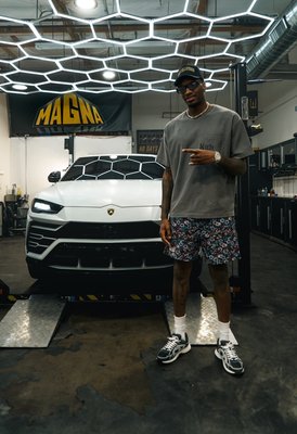 Phoenix Suns Player Lamborghini Transformation - Lamborghini transformation with full body stealth ppf, nano ceramic tint, ceramic coating, smoked out headlights and taillights, custom Lamborghini wheels, caliper painting and stars in the headliner! Phoenix Suns Player Lamborghini Transformation - Lamborghini transformation with full body stealth ppf, nano ceramic tint, ceramic coating, smoked out headlights and taillights, custom Lamborghini wheels, caliper painting and stars in the headliner!