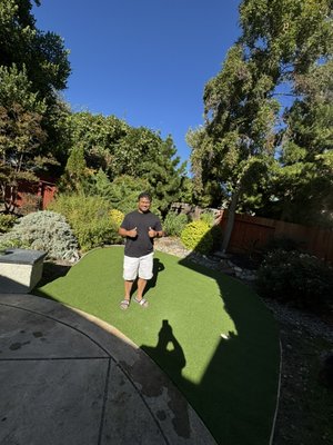 Putting green - We converted this unused backyard space into a professionally designed custom putting green. After full excavation, compaction, and precision grading, we installed high-performance putting turf for realistic play and long-term durability. The finished result adds both functionality and value to the home.