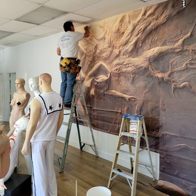 Show room in Oxnard - Installing a Mural Show room in Oxnard - Installing a Mural