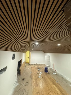Acoustic ceiling panels - Ceiling wrapped in acoustic paneling for an upstairs bonus/music room