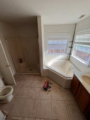 Bathroom remodel 2023 - This remodel was was done on a master bathroom where the client was complaining about the smell of the bathroom. Found a lot of mold and took care of it and in the process made a new bathroom. Bathroom remodel 2023 - This remodel was was done on a master bathroom where the client was complaining about the smell of the bathroom. Found a lot of mold and took care of it and in the process made a new bathroom.
