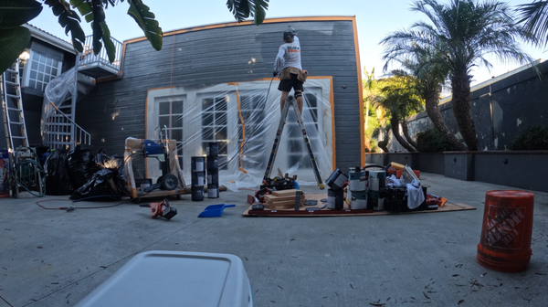 Exterior house painting for Mr. A in Huntington Beach. - My favorite part of the job is sunbathing and drinking coffee to music—just kidding. Like with all projects, 90% of the work is in the preparation. Exterior house painting for Mr. A in Huntington Beach. - My favorite part of the job is sunbathing and drinking coffee to music—just kidding. Like with all projects, 90% of the work is in the preparation.