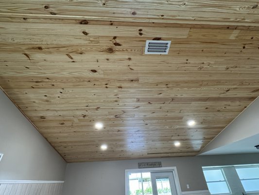 Tongue and groove ceiling - This tongue and groove was installed and sealed using old masters sealer Tongue and groove ceiling - This tongue and groove was installed and sealed using old masters sealer