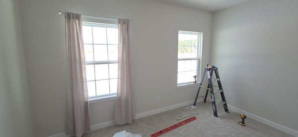 Curtain rods and more this week! - This week we had alot of curtain rods to hang. When moving into a brand new house most people don't realize the windows are bare. We were able to install 16 rods for this customer in one day so they can have their privacy the first night!
Also couple other smaller jobs and 6 more curtain rods!