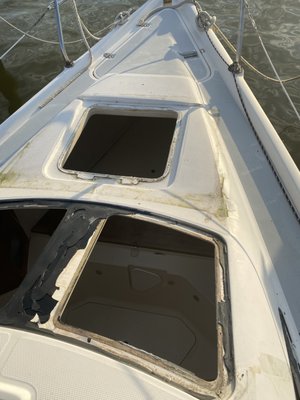 Hunter 28 - We replaced 9 lenses on a 1995 Hunter 28. The boat was in terrible condition.
We were contacted by the owner and asked if we could come to the boat, remove lenses, fabricate and clean up and then re-install. So that's what we did. The old lenses were crazed and cracked and leaking.
As you can see from the pictures, we knocked this one out of the park. The boat looked like a new boat.
If you want your boat to look new and you don't want to refer to her as a "shipwreck" - call us. We can help. Hunter 28 - We replaced 9 lenses on a 1995 Hunter 28. The boat was in terrible condition.
We were contacted by the owner and asked if we could come to the boat, remove lenses, fabricate and clean up and then re-install. So that's what we did. The old lenses were crazed and cracked and leaking.
As you can see from the pictures, we knocked this one out of the park. The boat looked like a new boat.
If you want your boat to look new and you don't want to refer to her as a "shipwreck" - call us. We can help.