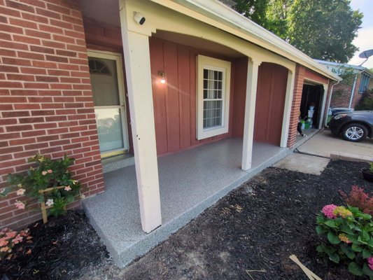 Porch/Patio Revitalization - The porch and patio on this house had to be updated. The concrete was hard to clean and stained easily. Our concrete coating protects the concrete and never will yellow over time. Happy homeowner! Porch/Patio Revitalization - The porch and patio on this house had to be updated. The concrete was hard to clean and stained easily. Our concrete coating protects the concrete and never will yellow over time. Happy homeowner!