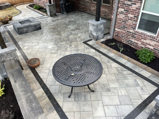 patio and outdoor living expansion - Paver patio, firepit, landscape lighting, mounted tv, path ways , irrigation redesigned, and landscaping