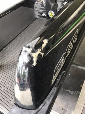 Jetski repair from falling off trailer - Another jet thrown down the road I keep telling people these things work better on the water than they do bouncing down the street LOL but either way better call Jim lives up to his name