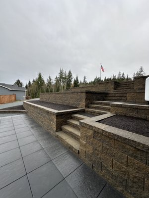 Retaining wall - Retaining wall and drainage installed. Retaining wall - Retaining wall and drainage installed.