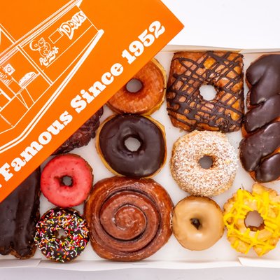 Baked Fresh Donuts & Speciality Drinks - "Randy’s Donuts Las Vegas – Fresh, Iconic, and Always Delicious
Baked fresh daily, our world-famous donuts bring over 70 years of tradition to the heart of Las Vegas.
Fan Favorites & Specialty Donuts
From the classic Glazed Raised to indulgent flavors like Nutella Raised and Bacon Maple Long John, there’s a perfect donut for everyone.
Coffee & Drinks
Pair your treat with Randy’s Roast Coffee, available hot or cold, plus lattes, mochas, and refreshing iced drinks.
When your sweet tooth calls, answer with a donut (or a dozen)!" Baked Fresh Donuts & Speciality Drinks - "Randy’s Donuts Las Vegas – Fresh, Iconic, and Always Delicious
Baked fresh daily, our world-famous donuts bring over 70 years of tradition to the heart of Las Vegas.
Fan Favorites & Specialty Donuts
From the classic Glazed Raised to indulgent flavors like Nutella Raised and Bacon Maple Long John, there’s a perfect donut for everyone.
Coffee & Drinks
Pair your treat with Randy’s Roast Coffee, available hot or cold, plus lattes, mochas, and refreshing iced drinks.
When your sweet tooth calls, answer with a donut (or a dozen)!"